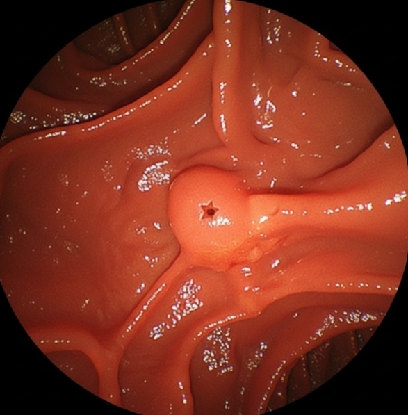 Imagen ilustrativa de papila duodenal vista endoscópicamente